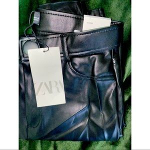 ZARA black high rise faux leather pants